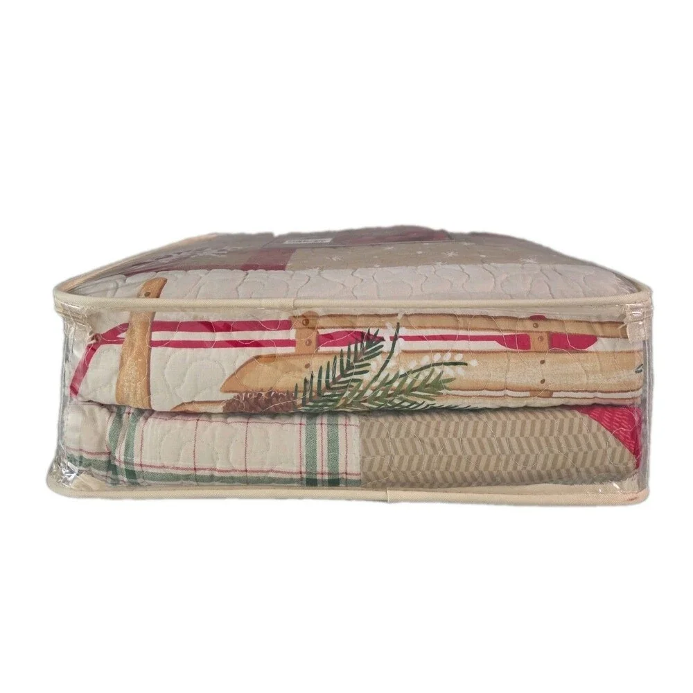 NIP Full/Queen St Nicholas Square Holiday Collection Yuletide Quilt cream/tan